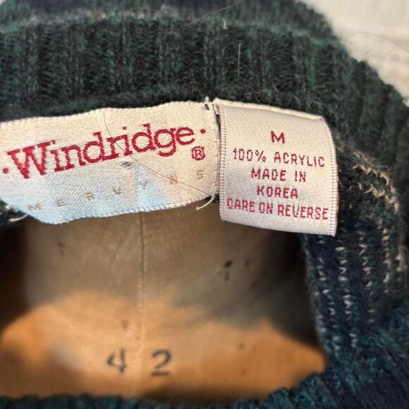 Vintage Windridge men’s navy blue/white/ burgundy retro indie sweater size M - Picture 5 of 5
